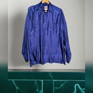Vintage Reputation Men's L Blue Silk Shirt Party Time